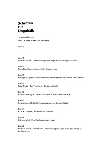 Semantische Untersuchungen zu den inchoativen Verben im Deutschen