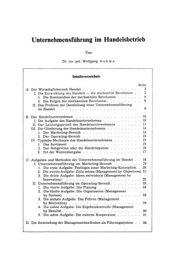 Unternehmensführung im Handelsbetrieb