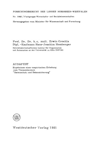 Audafest: Ergebnisse einer empirischen Erhebung zum Themenbereich “Datenschutz und Datensicherung”