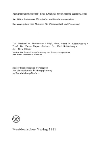 Sozio-ökonomische Strategien für die nationale Bildungsplanung in Entwicklungsländern