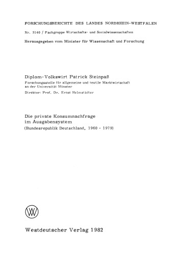 Die private Konsumnachfrage im Ausgabensystem: Bundesrepublik Deutschland, 1960 – 1979