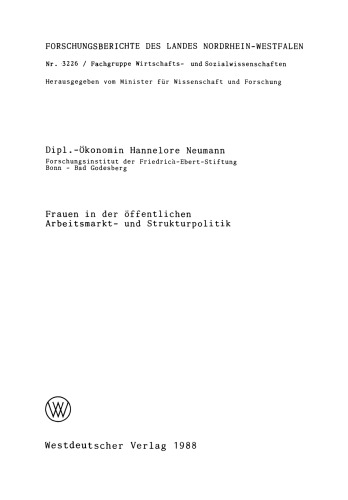 Frauen in der öffentlichen Arbeitsmarkt- und Strukturpolitik