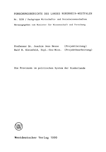 Die Provinzen im politischen System der Niederlande