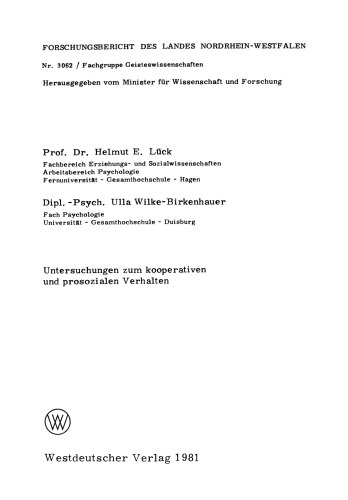 Untersuchungen zum kooperativen und prosozialen Verhalten