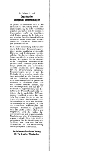 Organisation komplexer Entscheidungen