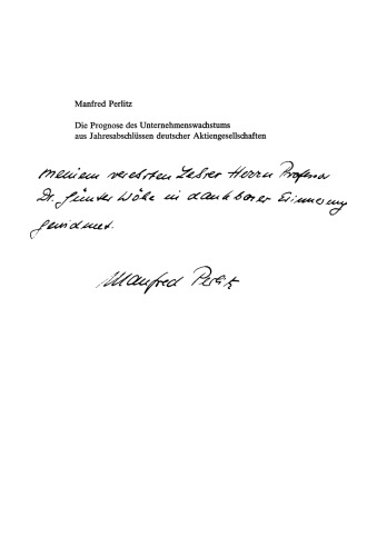 Die Prognose des Unternehmens- wachstums aus Jahresabschlüssen deutscher Aktiengesellschaften