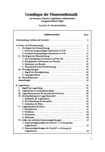 Grundlagen der Finanzmathematik: mit Potenzen, Wurzeln, Logarithmen, arithmetischen und geometrischen Folgen