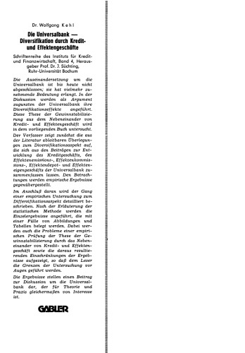 Die Universalbank: Diversifikation durch Kredit- und Effektengeschäfte