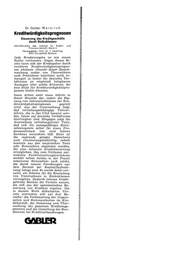 Kreditwürdigkeitsprognosen: Steuerung des Kreditgeschäfts durch Risikoklassen