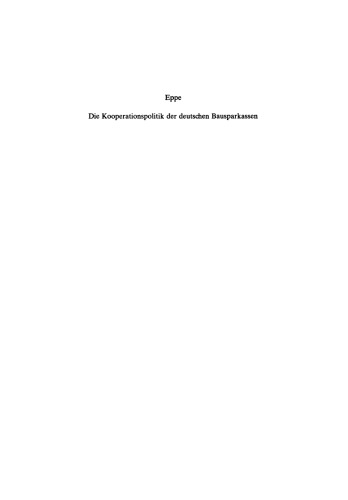 Die Kooperationspolitik der deutschen Bausparkassen