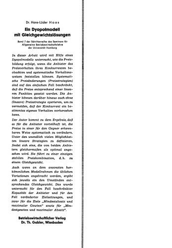 Ein Dyopolmodell mit Gleichgewichtslösungen