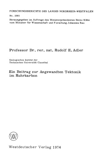 Ein Beitrag zur Angewandten Tektonik im Ruhrkarbon