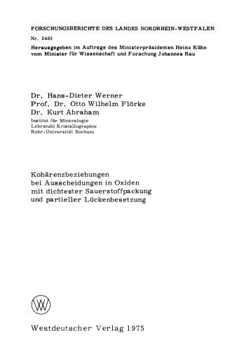 Kohärenzbeziehungen bei Ausscheidungen in Oxiden mit dichtester Sauerstoffpackung und partieller Lückenbesetzung
