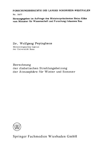 Berechnung der diabatischen Strahlungsheizung der Atmosphäre für Winter und Sommer