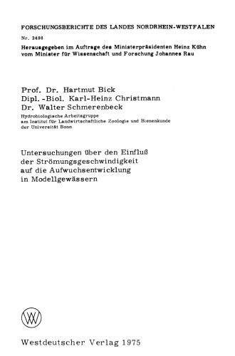 Untersuchungen über den Einfluß der Strömungsgeschwindigkeit auf die Aufwuchsentwicklung in Modellgewässern