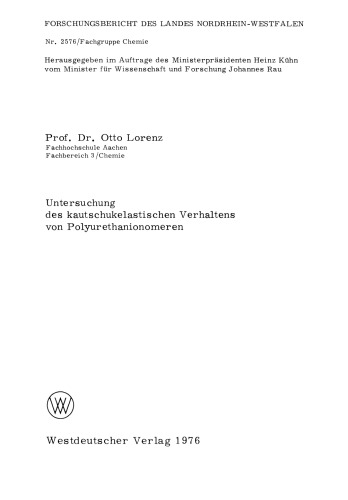 Untersuchung des kautschukelastischen Verhaltens von Polyurethanionomeren