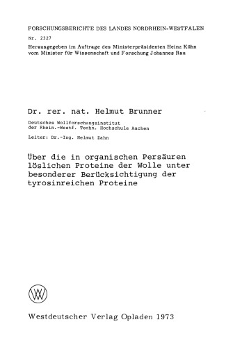 Über die in organischen Persäuren löslichen Proteine der Wolle unter besonderer Berücksichtigung der tyrosinreichen Proteine
