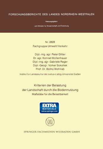 Kriterien der Belastung der Landschaft durch die Bodennutzung: Maßstäbe für die Belastbarkeit