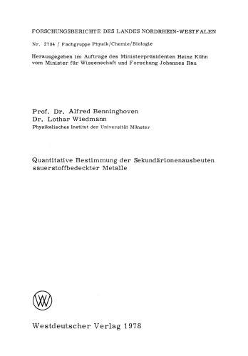Quantitative Bestimmung der Sekundärionenausbeuten sauerstoffbedeckter Metalle