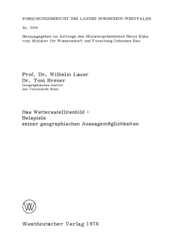 Das Wettersatellitenbild — Beispiele seiner geographischen Aussagemöglichkeiten