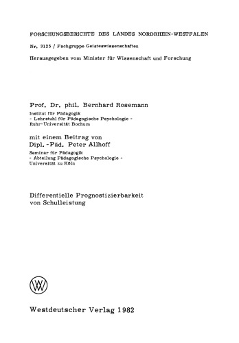 Differentielle Prognostizierbarkeit von Schulleistung