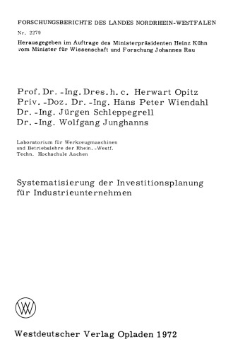 Systematisierung der Investitionsplanung für Industrieunternehmen