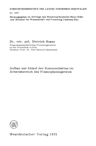 Aufbau und Ablauf der Kommunikation im Arbeitsbereich des Finanzplanungsrates