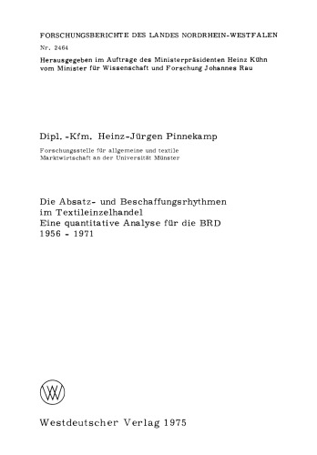 Die Absatz- und Beschaffungsrhythmen im Textileinzelhandel: Eine quantitative Analyse für die BRD 1956 – 1971