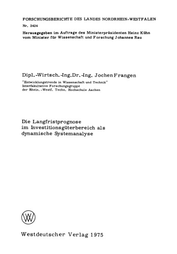 Die Langfristprognose im Investitionsgüterbereich als dynamische Systemanalyse