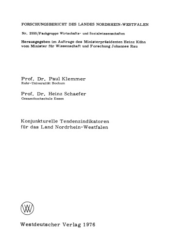Konjunkturelle Tendenzindikatoren für das Land Nordrhein-Westfalen