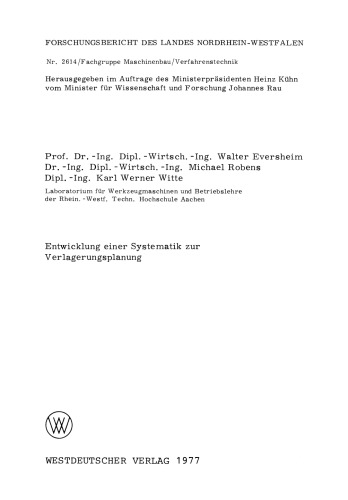 Entwicklung einer Systematik zur Verlagerungsplanung