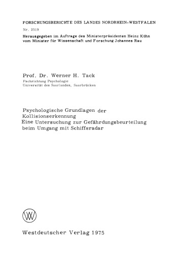 Psychologische Grundlagen der Kollisionserkennung: Eine Untersuchung zur Gefährdungsbeurteilung beim Umgang mit Schiffsradar