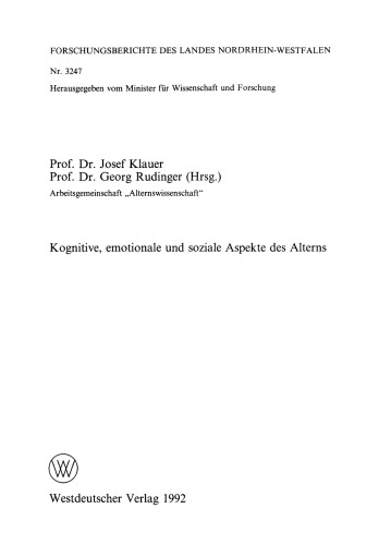 Kognitive, emotionale und soziale Aspekte des Alterns
