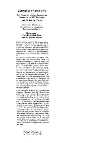 Management und EDV: Eine Analyse des Interface-Gap zwischen Management und EDV-Spezialisten