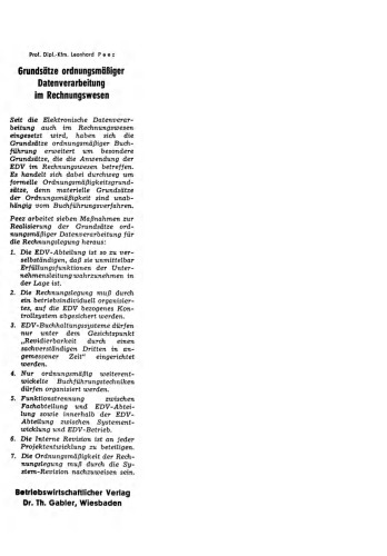 Grundsätze ordnungsmäßiger Datenverarbeitung im Rechnungswesen: Planung — Einrichtung — Kontrolle — Revision