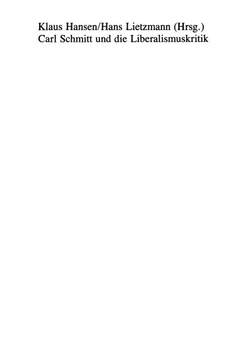 Carl Schmitt und die Liberalismuskritik