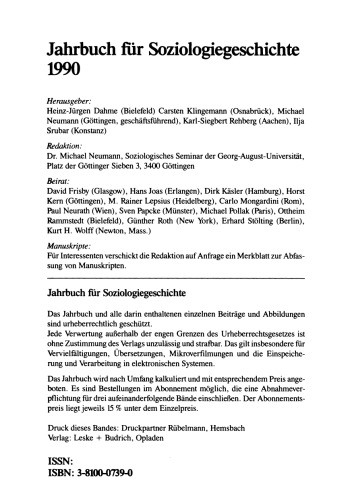 Jahrbuch für Soziologiegeschichte 1990