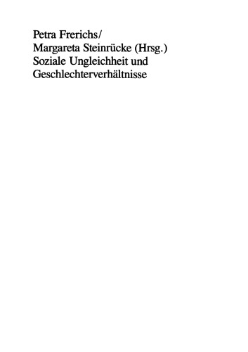 Soziale Ungleichheit und Geschlechterverhältnisse