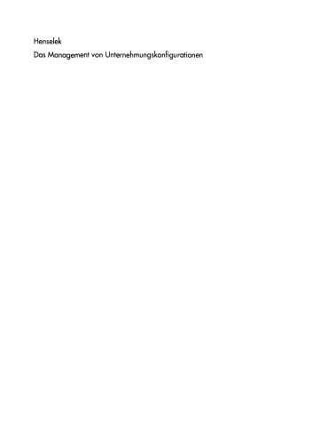 Das Management von Unternehmungskonfigurationen