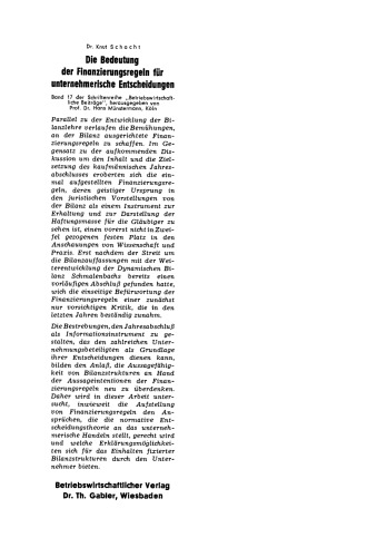 Die Bedeutung der Finanzierungsregeln für unternehmerische Entscheidungen