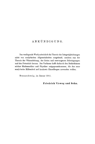 Die Integralgleichungen und ihre Anwendungen in der Mathematischen Physik: Vorlesungen an der Universität zu Breslau