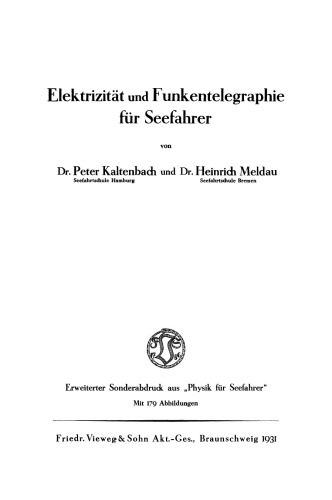 Elektrizität und Funkentelegraphie für Seefahrer