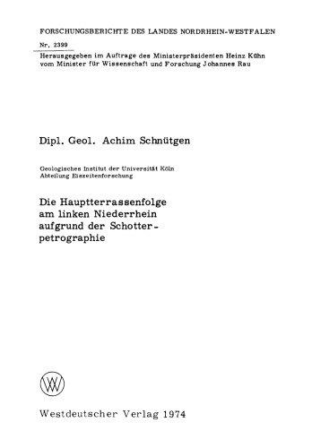Die Hauptterrassenfolge am linken Niederrhein aufgrund der Schotterpetrographie