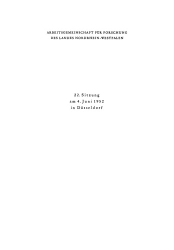 Arbeitsgemeinschaft für Forschung des Landes Nordrhein-Westfalen: Heft 22