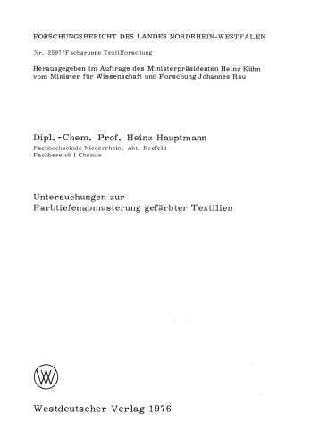 Untersuchungen zur Farbtiefenabmusterung gefärbter Textilien