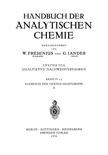 Elemente der Vierten Hauptgruppe: II Germanium · Zinn