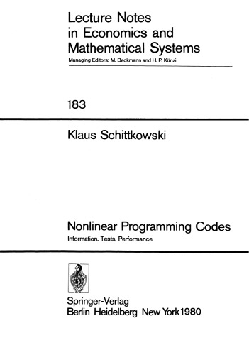 Nonlinear Programming Codes: Information, Tests, Performance