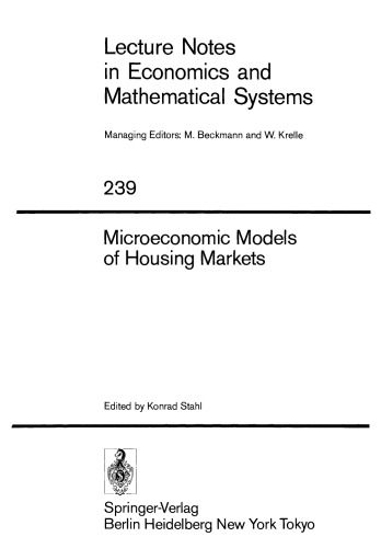Microeconomic Models of Housing Markets