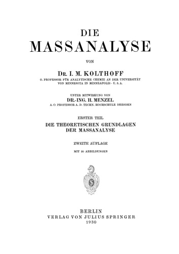 Die Theoretischen Grundlagen der Massanalyse