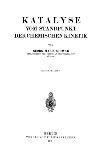 Katalyse vom Standpunkt der Chemischen Kinetik